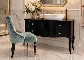 Komoda łazienkowa czarna drewniana w stylu glamour