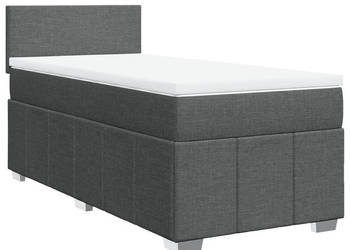 Łóżko kontynentalne z materacem ciemnoszara tkanina 80x200 cm WM-3286889