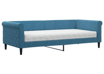 Sofa z materacem do spania niebieska aksamit 90x200 cm WM-3197746