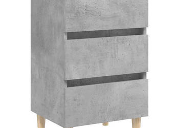 Szafka nocna z drewnianymi nóżkami szarość betonu 40x35x69 cm WM-805895