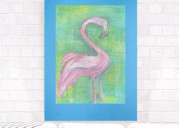 ładny rysunek do pokoju,rysunek pastel,szkic flaming obrazek