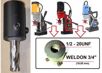 Adapter uchwyt 1/2 cal-20UNF-Weldon 19 Celma Bosch wiertarka magnetyczna