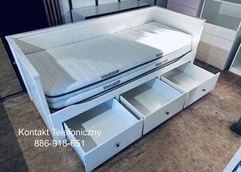 IKEA HEMNES Łóżko Leżanka z 3 szufladami, 2 materace MALVI ,białe Transport