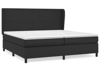 Łóżko z Materacem Kontynentalne Czarne Ekoskóra 200x200 cm WM-3128931