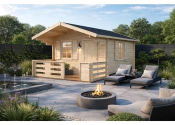 Drewniany domek ogrodowy Ela 10,4 + 4,2 m2