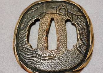 Oryginalna japońska zabytkowa Tsuba do miecza Katana lub Wakizashi