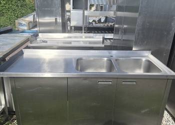 Zlew 2 Komorowy Gastronomiczny Z Szafką Drzwi Otwierane 160/60/85