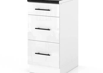 Szafka Kuchenna Stojąca Z Blatem 3 Szuflady 40cm Spremium Biały Połysk