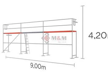 Zestaw 37.8 m2 Rusztowanie 9x4,2m Ramy stalowe 2m podest drewniany 3m