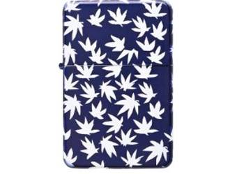 Granatowa Zapalniczka Benzynowa z Białymi Listkami Marihuany Atomic