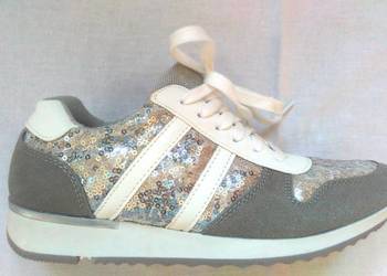 Buty damskie Sportowe srebrne Eleganckie r. 37,5-38 NOWE
