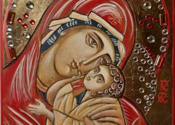 Madonna Czuła ikona pisana 20 x 15 cm