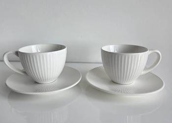 2 białe filiżanaki ze spodkami 150 ml Pepco Home