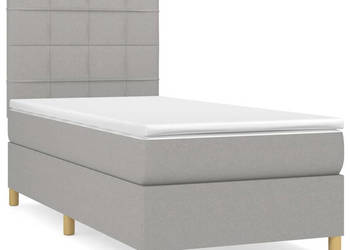Łóżko kontynentalne z materacem jasnoszare tkanina 80x200 cm WM-3142289