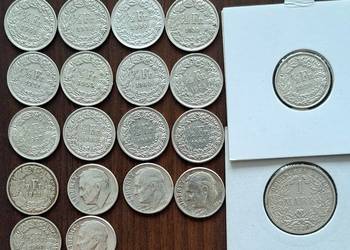 Srebrne monety 1/5 franka, 10 centów one dime