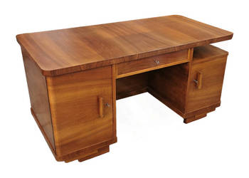 Biurko gabinetowe Art Deco. Orzechowe.