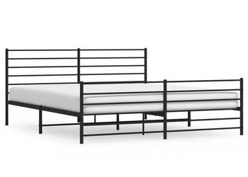 Łóżko Metalowe Czarne Rama Łóżka Ze Stelażem 193x203cm WM-352343