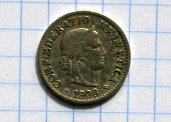 5 RAPPÓW ( 5 CENTYMÓW ) 1908 ROK - SZWAJCARIA