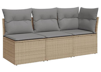 Sofa ogrodowa z poduszkami 3-osobowa beż polirattan WM-366103