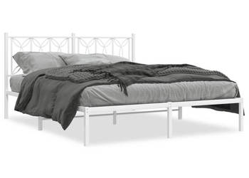 Łóżko Metalowe Białe Rama Łóżka Ze Stelażem Biała 150x200 cm WM-376179