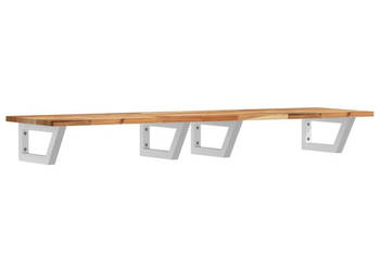 Półka ścienna pod umywalkę stal i lite drewno akacjowe WM-3302730