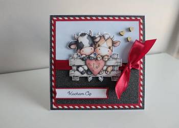 Kartka ręcznie robiona na walentynki Kocham Cię