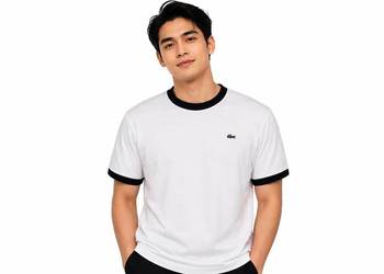 T-shirt bawełniany Lacoste, biały XL regular fit