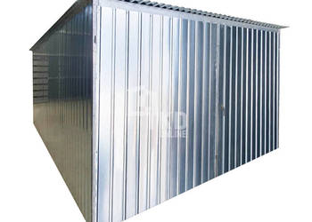 Garaż blaszany 3x5m - brama dwuskrzydłowa - ocynk - dach spad w tył TKD386 Garaż blaszany 3x5m - brama dwuskrzydłowa - ocynk - dach spad w tył TKD386