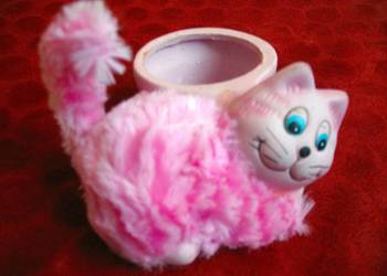 Kot - pojemnik - doniczka - wazonik - ceramika - 6 x 14 x 10 cm