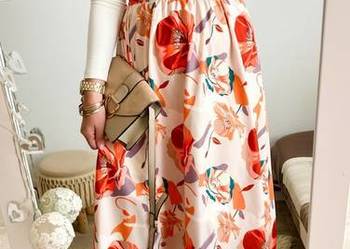 Spódnica Damska w kwiaty długa elegancka Fashion  L
