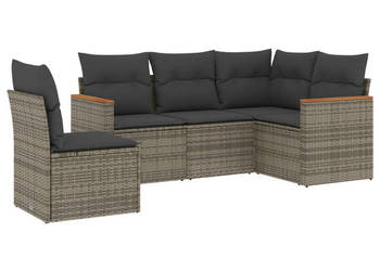 5-cz. zestaw wypoczynkowy do ogrodu poduszki szary rattan PE WM-3225976