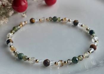 Kamienie naturalne Cytryn Perydot Jaspis Tygrysie oko Bransoletka Ochrony