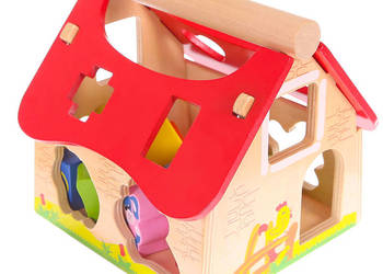 Drewniany domek, farma sorter z klockami ECOTOYS