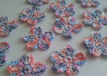 Aplikacje kwiaty, kwiatki szydełkowe Handmade zestaw 15 sztuk