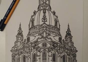 Rysunek: Frauenkirche, cienkopis - blok tech. A3, 250 g/m2