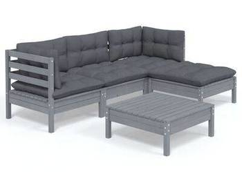 vidaXL 5-cz. zestaw wypoczynkowy do ogrodu, poduszki, szary, so(sku3096354)