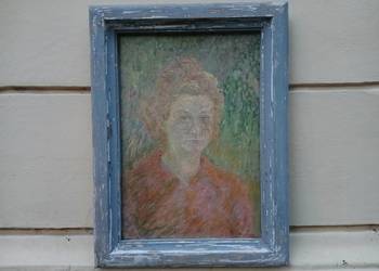 Stary portret obraz kobieta socrealizm 1948 Wiesław Müldner-Nieckowski ZPAP