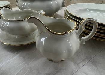 Elegancki serwis obiadowy Bavaria – kolor ecru, stara sygnatura – 6 osób