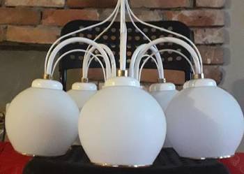 Stylowa Lampa Wisząca białe kule polski design Prl