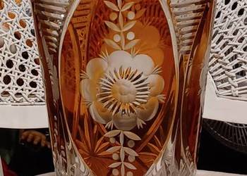 wazon kryształow (ołowiowe), ręcznie dmuchan cięte i polero. PRL 2 KG