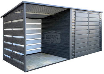Schowek domek ogrodowy 2,5x2 m + wiata 2x2m brama dwuskrzydłowa dach GP728