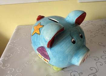 Ceramiczna skarbonka świnka vintage lata 80 ręcznie malowana klasyka