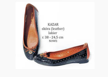 Kazar baleriny skóra lakier r. 38 24,5 cm NOWE
