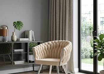 Beżowe Krzesło Tapicerowane Rosa Chrom, Wysyłka 24H, Dostawa 0zł!