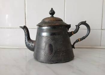 Czajnik imbryk stary metalowy niemiecki XIX w secesyjny antyk