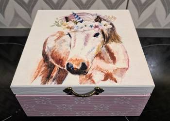 Szkatułka jednorożec decoupage pudełko