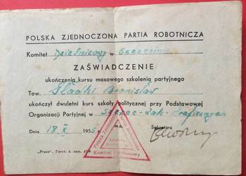 ( 803 )Zaświadczenie zakończenia dwuletniego kursu Gładki
