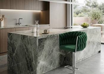 Obrotowy Hoker Tapicerowany Rosa Chrom Zielony, Wysyłka 24H, Dostawa 0zł!