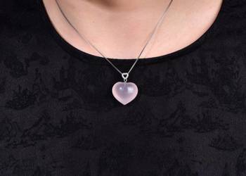 Certyfikowany naszyjnik serce, srebro S925 z kwarcem różowym