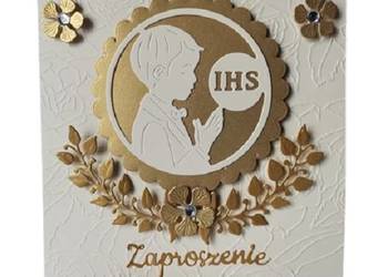 Zaproszenia Komunia Chłopięce Łuk Chłopiec Z Hostią K4 – Ecri - Złoto